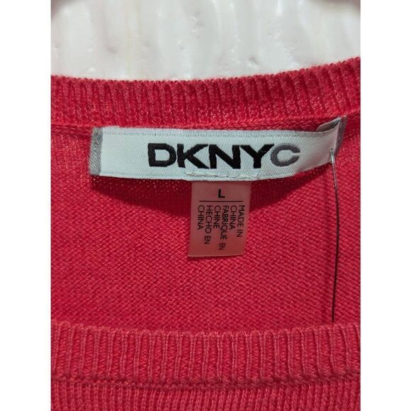 DKNYC Women's Tulip Coral Boat Neck Super Soft Ruffle Edge Hem Sweater Large NWT - Picture 2 of 8